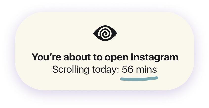 Unscroll app showing screen time before opening Instagram